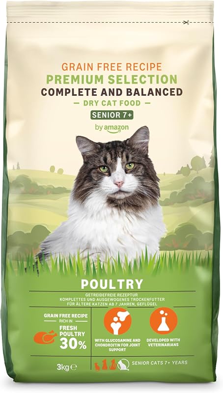 Nourriture complète pour Chat avec Recette sans céréales, Senior, Poulet Frais, 3 kg