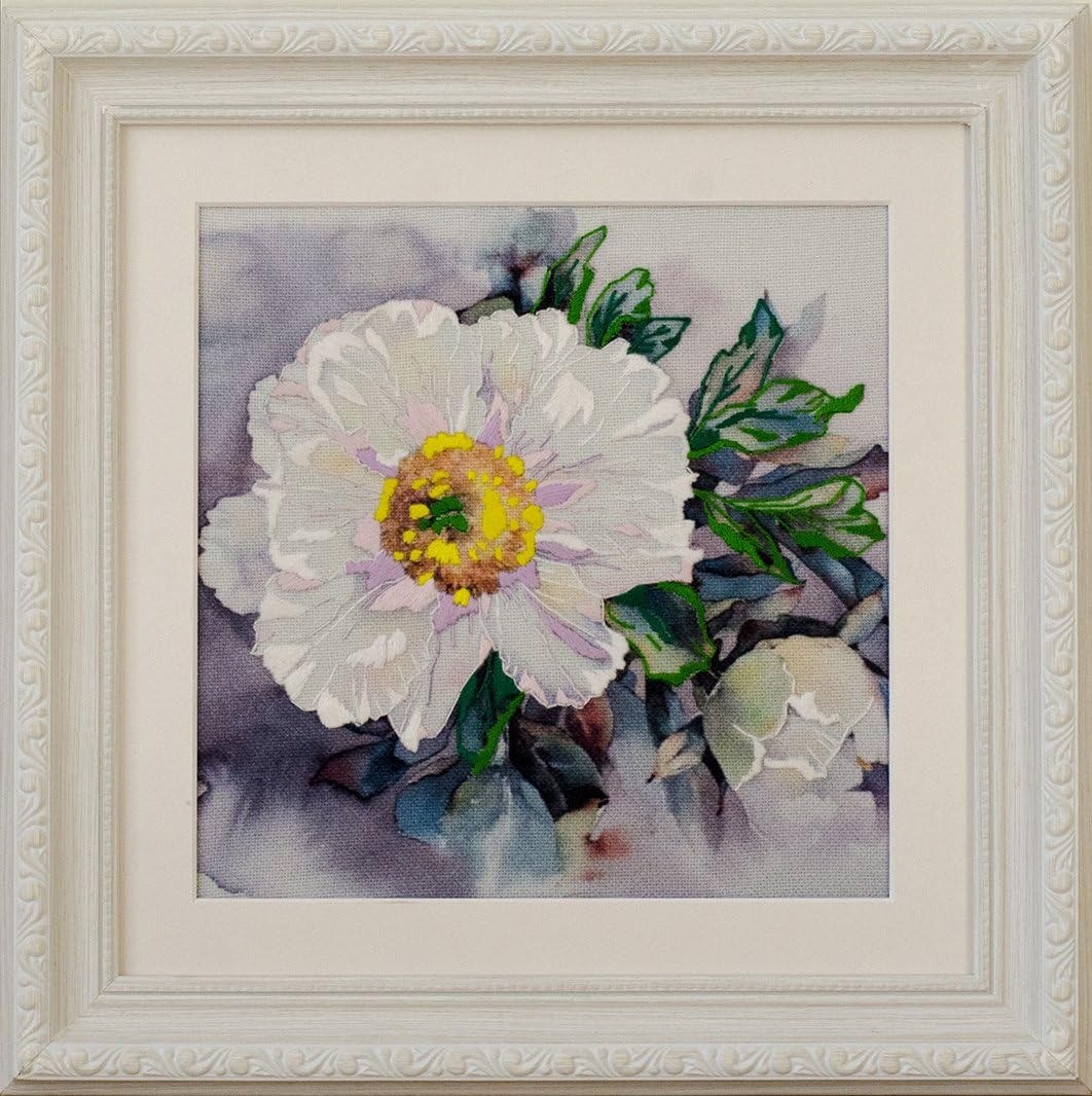 "Peony" Painting; Embroidered picture; Fancy stitch embroidery; Wall decor; Modern art; Handmade; Craftsmanship; Gift; Tapestry