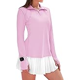 IECCP Womens Long Sleeve Golf Shirts Sun Protection 1/4 Zip Pullover Summer Quick Dry Athletic Hiking Running Workout Tops