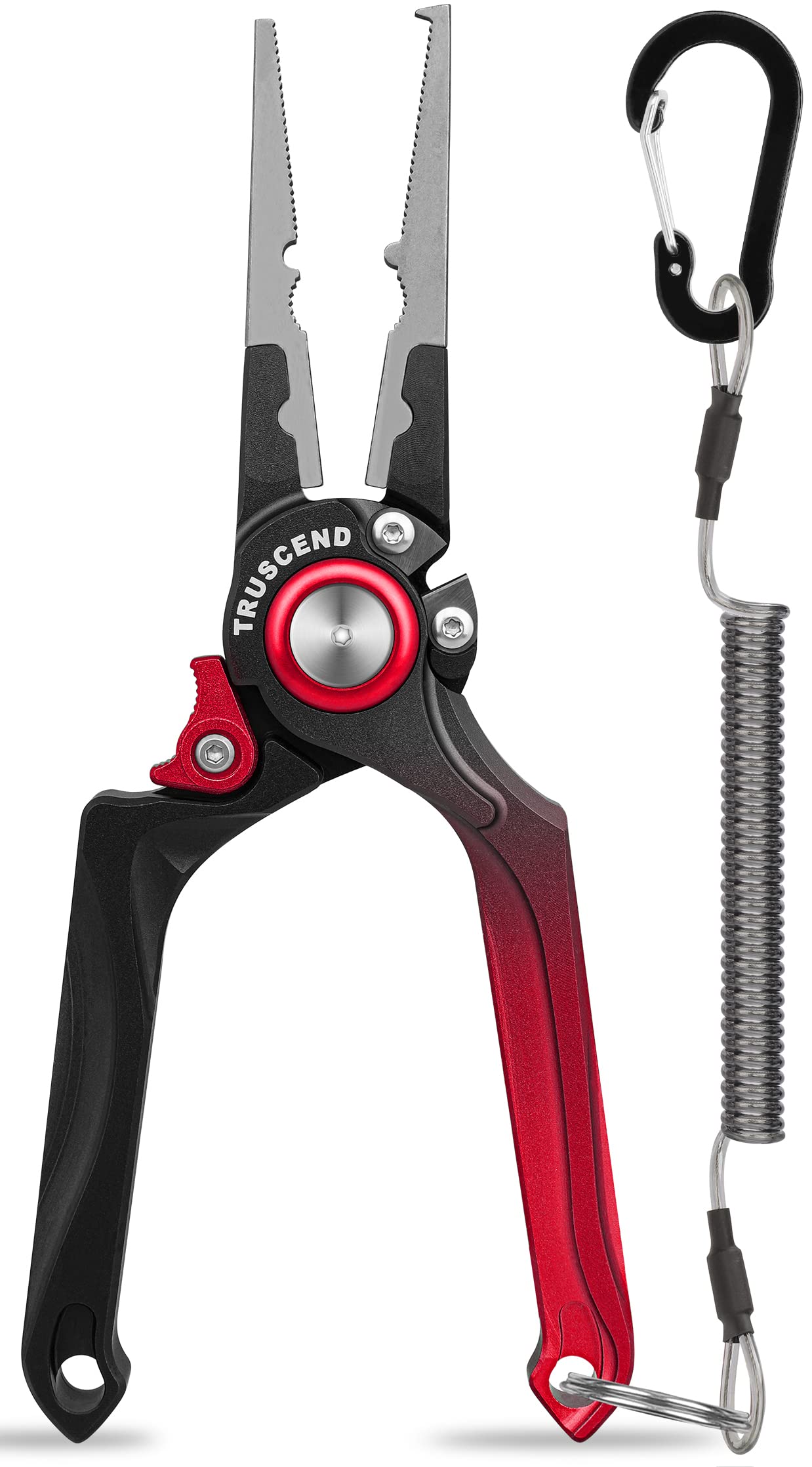 Truscend Fishing Pliers Saltwater with Mo-V Blade Cutter, Corrosion Resistant Teflon Coated Muti-Function Fishing Gear as Split Ring Plier Line Cutter Hook Remover, Fishing Gifts for Men