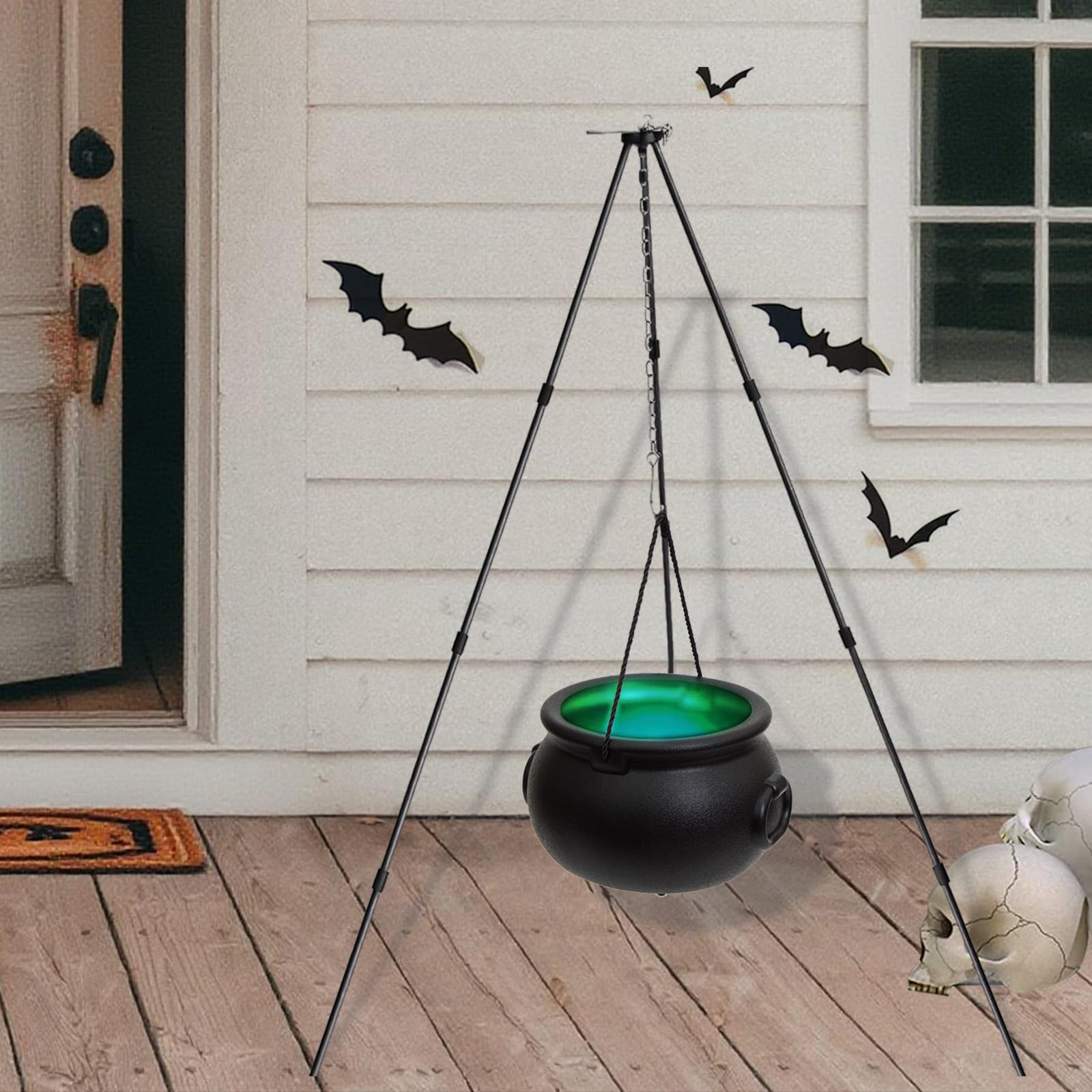 Photo 1 of Halloween Decor Outdoor - Large Witches Cauldron on Tripod with LED Light Yard Home Porch Decorations Hocus Pocus Candy Bowl by BIGINIWA (Light)