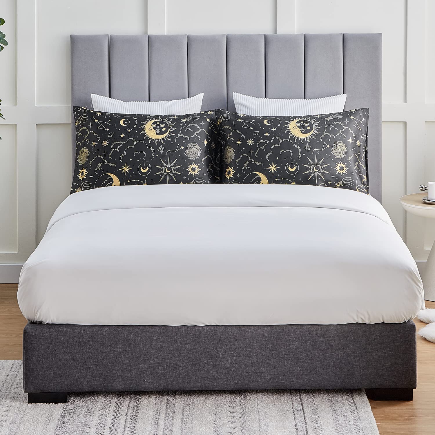 EXQ Home Satin Pillowcase for Hair and Skin Queen - Black Printed Silk Pillowcase 2 Pack 20x30 inches - Satin Pillow Cases Set of 2 with Envelope Closure, Gifts for Women Men - Image 7