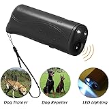 Anti Barking Stop Bark Handheld Pet Dog Training Device 3 in 1 LED Ultrasonic Dog Repeller and Trainer Device(black)