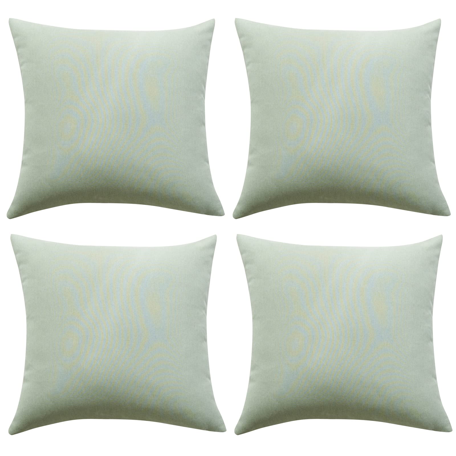 Outdoor Waterproof Cushion Cover, Pack of 4 Throw Pillow Covers Waterproof Garden Cushion Case Linen Square Pillow Cases for Patio Tent Balcony Couch Sofa, 18"x18"(45x45cm) (Aqua Green, 4 Pack)