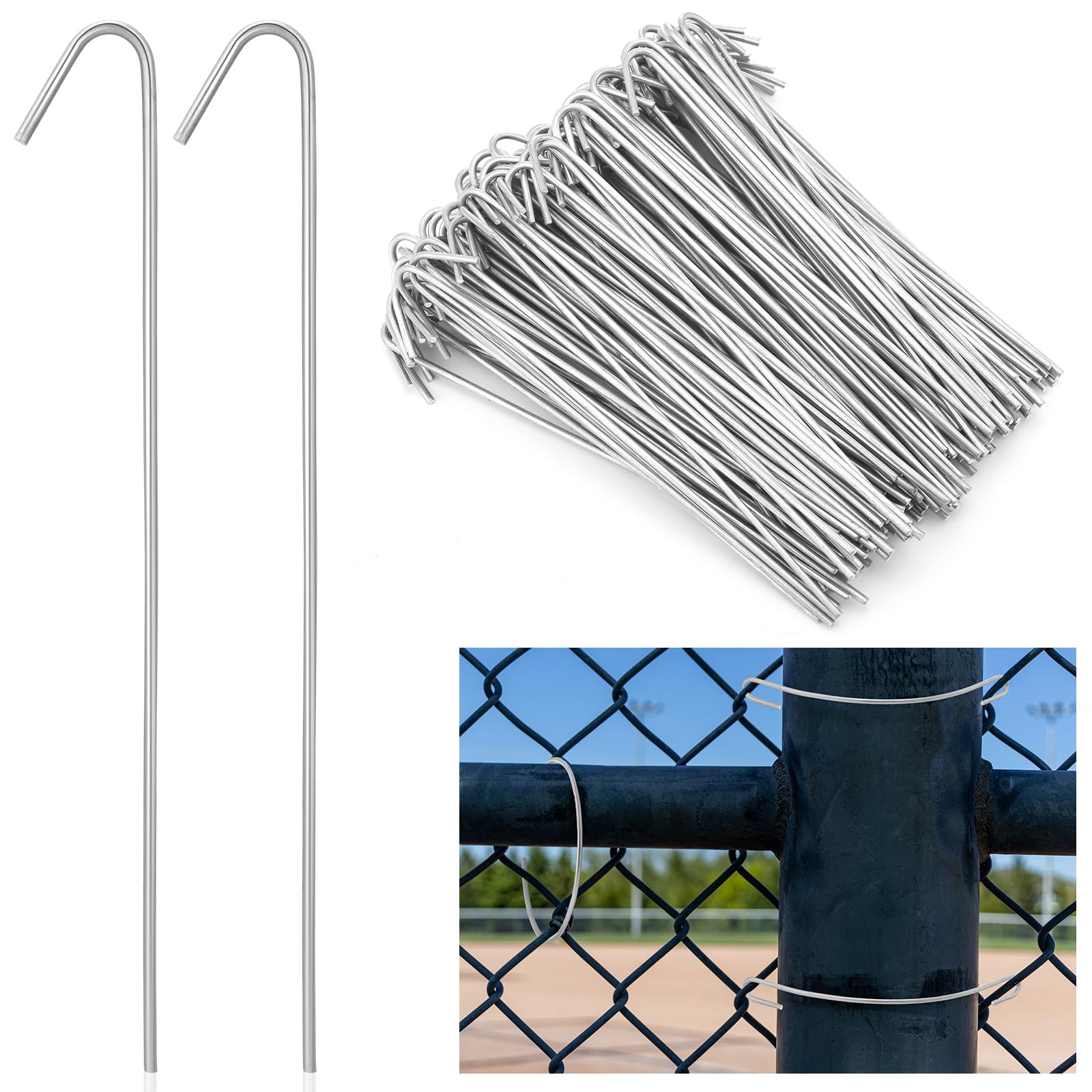 Photo 1 of MorningRo 200 Pcs 8-1/4" Chain Link Fence Wire Ties 9 Gauge Heavy Duty Aluminum Ties Hook for Chain Link Fence, Posts, Rails, Dog Kennel Repair