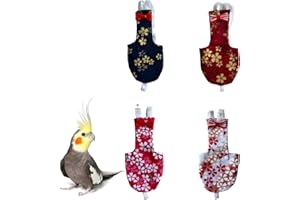 UKJENT Bird Diaper Protective Parrot Nappy - 4 Pack, Reusable Flight Suit with Waterproof Inner Layer, Washable Cute Urine Wet Suit for Cockatiel Monk Parakeet Sun Parakeet Lory(S)