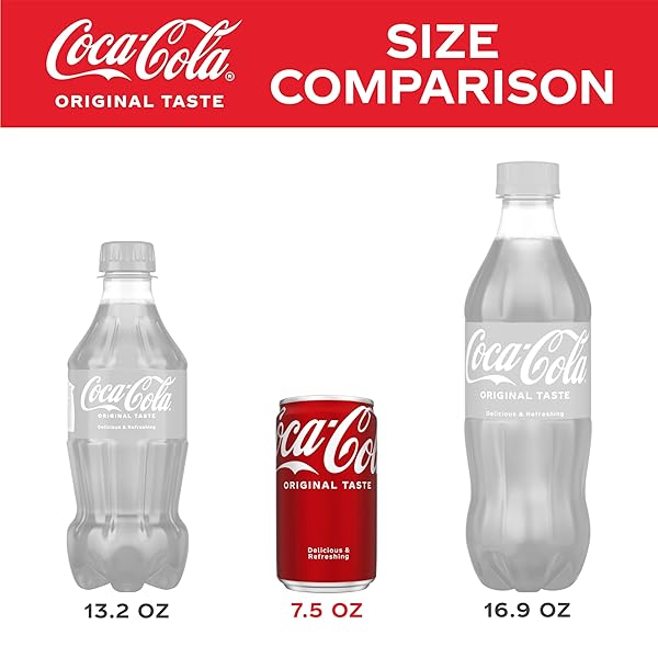 COCA-COLA SODA SOFT DRINKS, 7.5 FL OZ, 6 PACK – CLASSIC COLA SOFT DRINK, MINI SODA CANS