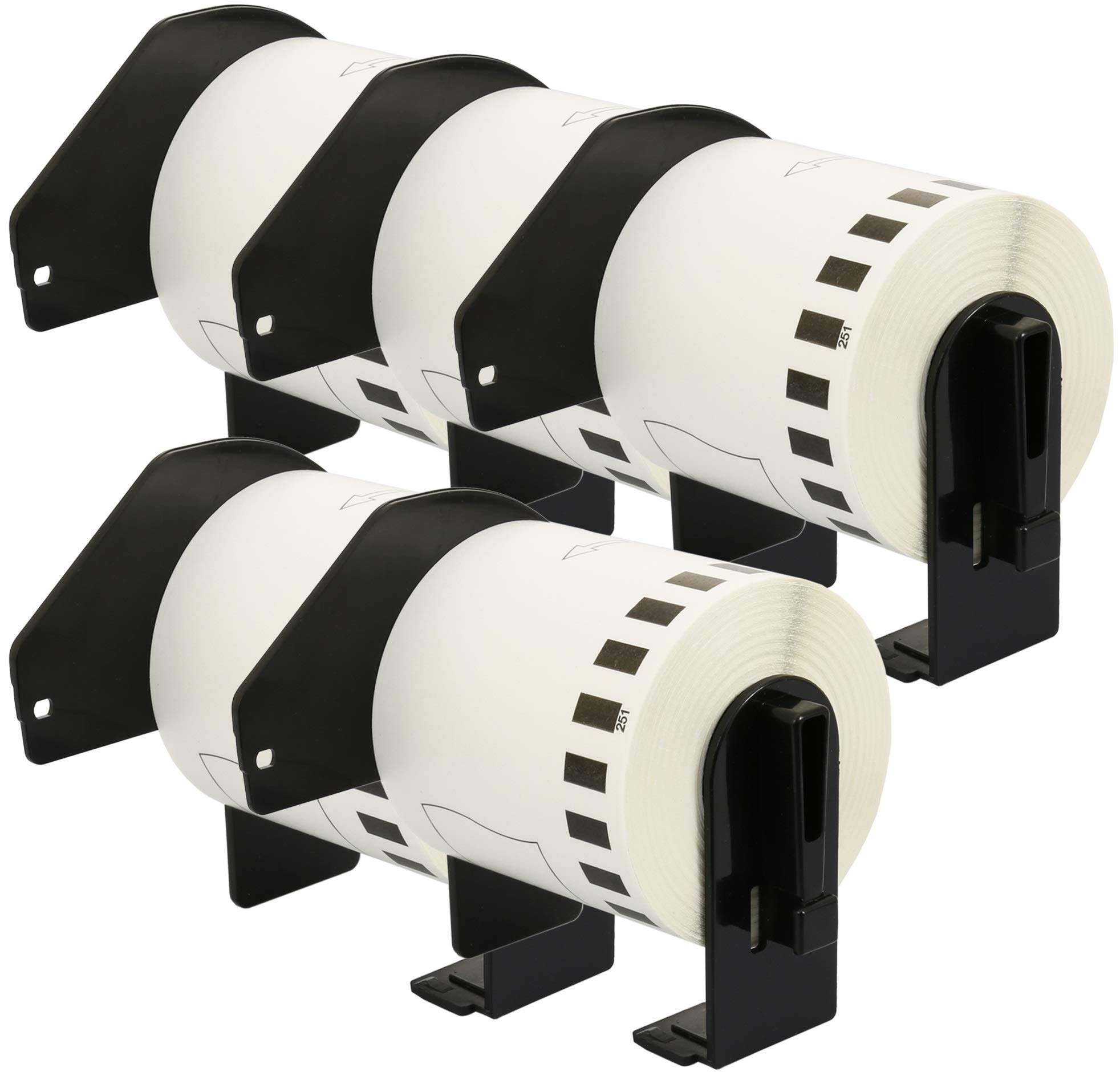 5 Compatible Rolls DK22251 DK-22251 62mm x 15.24m Continuous Labels for P-Touch QL-800 QL-810W QL-820NWB, Red and Black on White