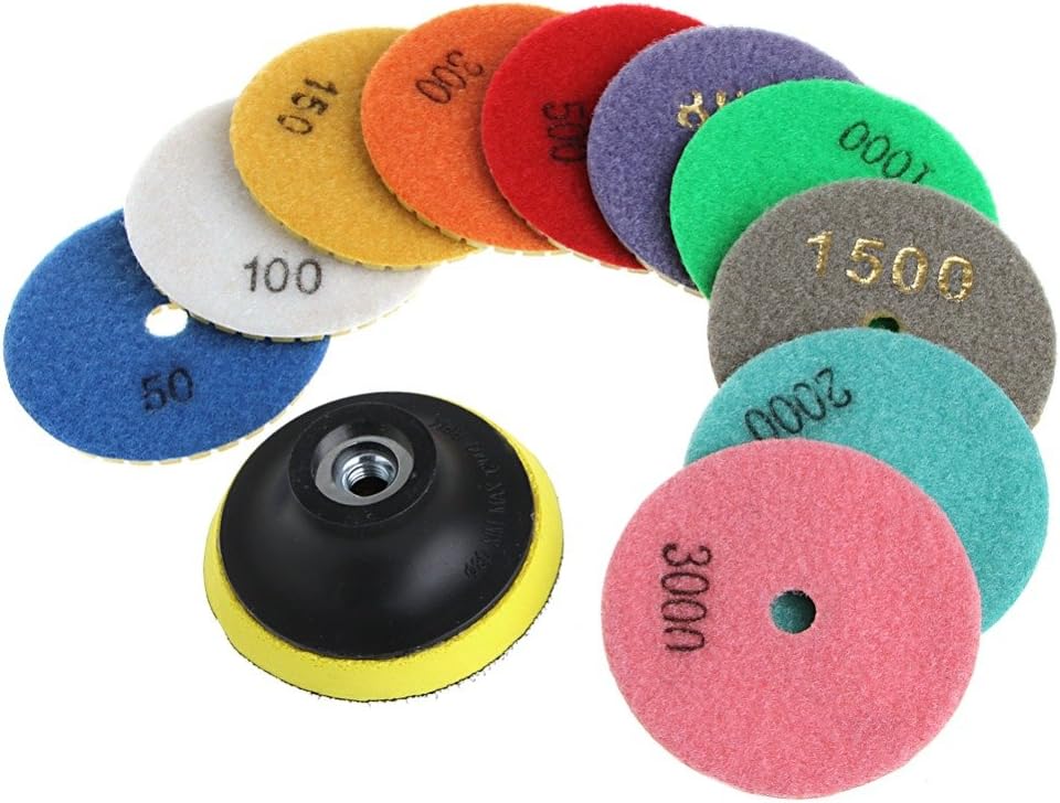 Diamond Polishing Pads,Twshiny 10Pcs Wet Dry Diamond Polishing Pads Stone Polishing Accessories Concrete Granite Marble Polish 4Inch(100mm)