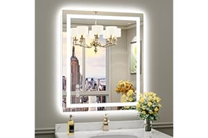 BRIIVUE 36"x30" LED Bathroom Mirror with Lights, Backlit & Front Lit, Lighted Wall Mirrors for Bathroom Vanity, Touch Screen Dimmable, Anti-Fog, Memory Function, HD Tempered Glass, Shatter-Proof, ETL Listed