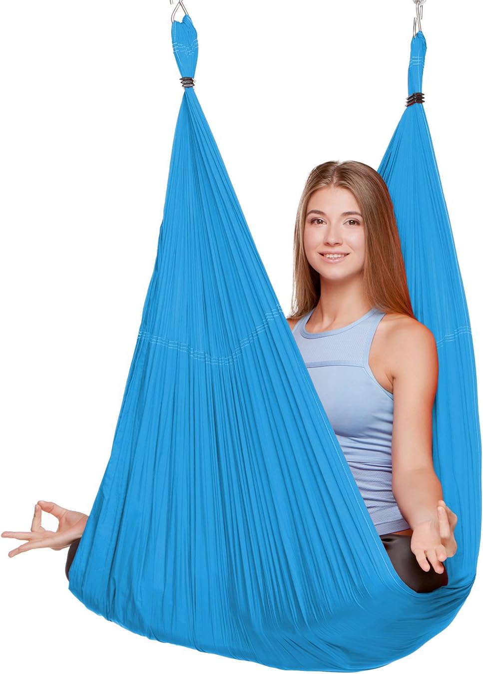 EUROSPORTS 2000 lbs Capacity High Elastic Large Size(L:197in W:110in) Silk Fabric Aerial Flying Yoga Swing/Hammock/Trapeze for Air Yoga Inversion Exercises(5m x 2.8m)