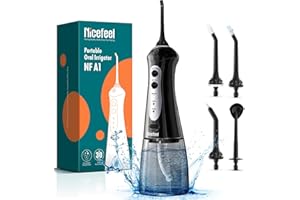 Nicefeel Cordless Water Dental Flosser – 300ML BPA-Free Portable Oral Irrigator, 3 Cleaning Modes, Fast Charge, IPX7 Waterproof for Teeth, Gums & Tonsil Stones – Home & Travel Use
