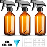 GIVAMEIHF Amber Glass Spray Bottles 8oz Brown Glass Spray Bottles 3 Pack | Empty refillable brown glass bottles with adjustable nozzles,spray bottle for cleaning solutions,hair care,pets,gardening use