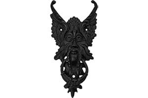 SAKEGA Mystic Colonial Oberon Door Knocker – 8.2" x 3.9" Handmade Black Cast Iron Front Door Knocker – Sturdy & Durable Vintage Fairy Tale Inspired Home Décor