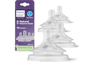 Philips Avent Natural Response Nipples, Extra Slow Flow (Flow 1), 4-Pack, SCY961/44