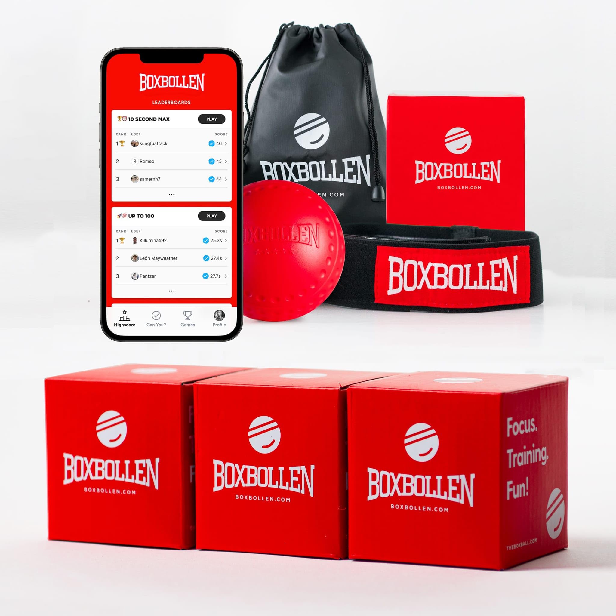 Photo 1 of Boxbollen 1-Pack Family Pack - Used by Celebrities - MMA Gear Boxing Ball - Boxing Reflex Ball with Adjustable Strap - Interactive Boxball App Integration (Family 1 Pack, 3.0, Count)