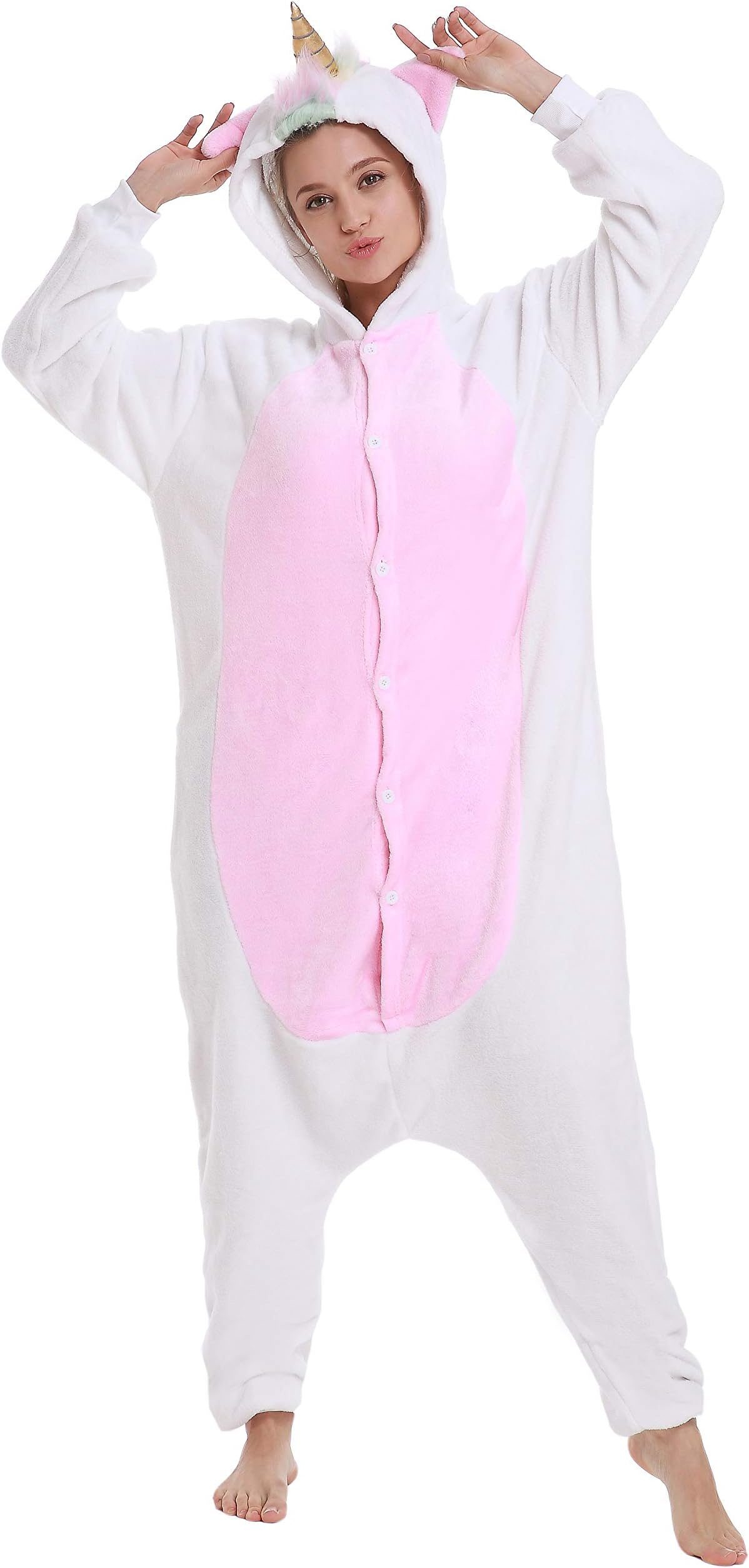 Xiqupjs Golden Horn Unicorn Onesie Adult Cosplay Costume Halloween Onesie Medium