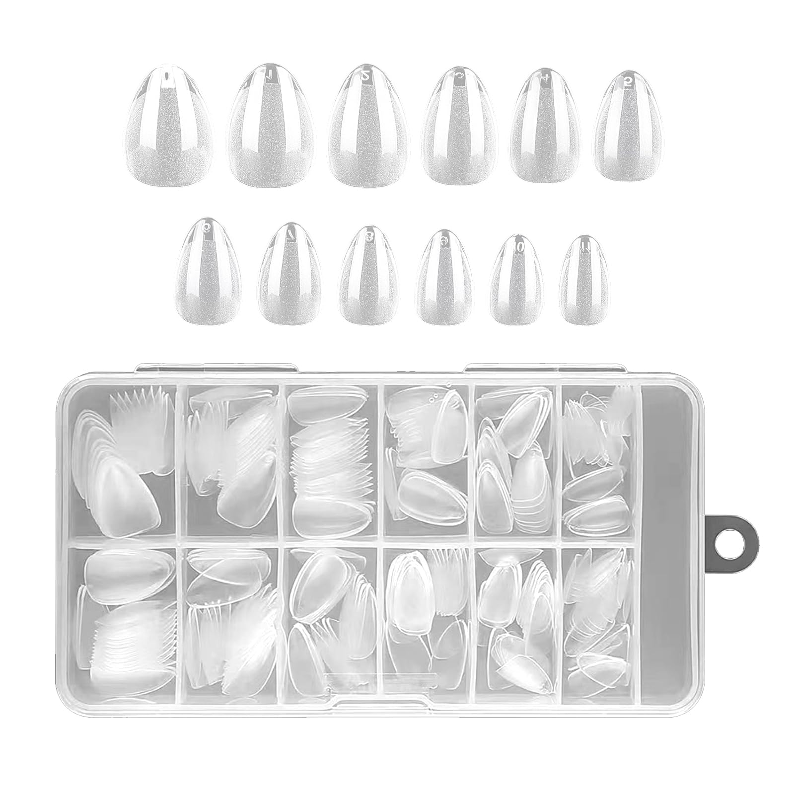 240pcs Soft Gel Full Cover Extra Short Almond Nail Tips, Pre-Filed Half Matte Press on Short Almond Clear Nail Tips(Half Matte)