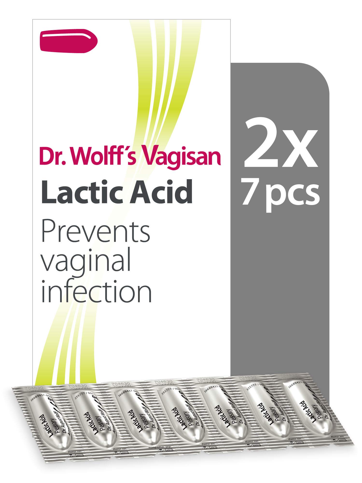 Dr. Wolff`s Vagisan Lactic Acid Helps to Prevent Vaginal Infection | Daily Vaginal Health and Intimate Hygiene | Also During Pregnancy and Breastfeeding | 2X 7pcs