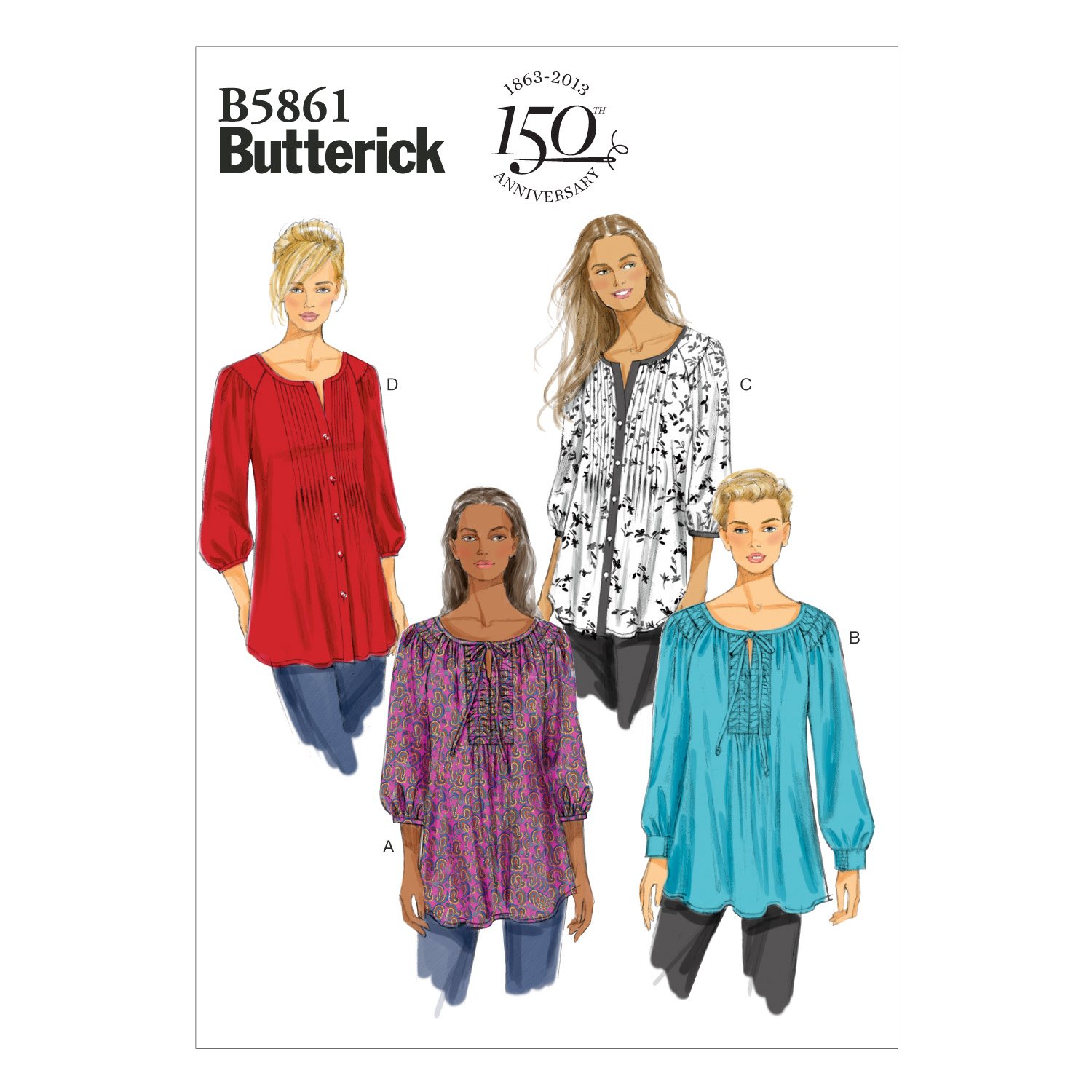 Butterick Patterns B5861 Size RR 18W-20W-22W-24W Misses'/ Women's Tunic, Pack of 1, White