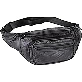 Home-X Leather Fanny Pack for Women and Men - Multipurpose Fanny Pack Crossbody Bags for Women - Adjustable Strap Leather Waist Bag for Travel, Hiking, Running and Cycling
