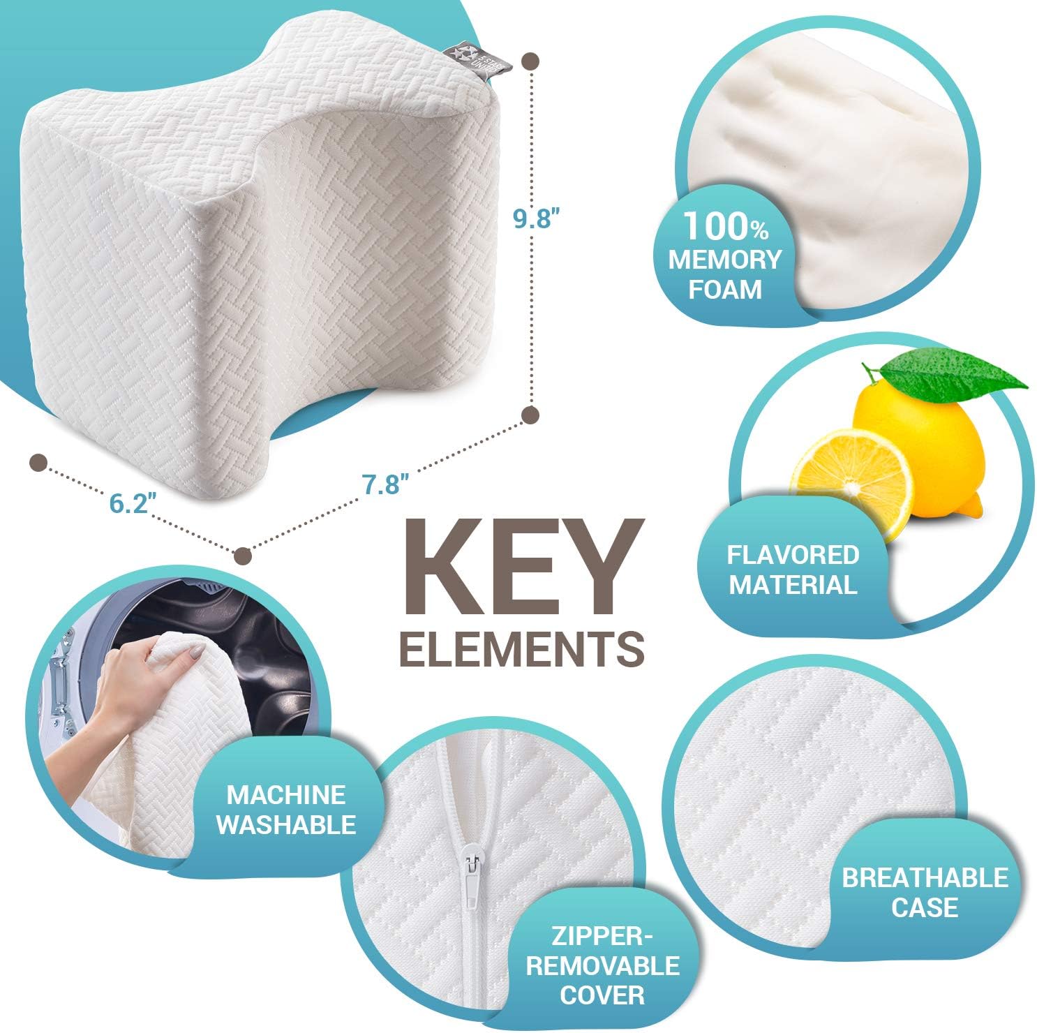 Knee Pillow for Side Sleepers - 100% Memory Foam Wedge Contour - Leg Pillows for Sleeping - Spacer Cushion for Spine Alignment, Back Pain, Pregnancy Support - Sciatica, Hip, Joint, Surgery Pain Relief: Home & Kitchen