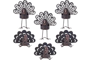 YEAHOME Thanksgiving Decorations, Set of 6 Metal Turkey Candle Holders for Thanksgiving Table Decor, Sitting Standing Bronze Turkey Tea Light Holder for Home Mantle Table Centerpieces Fall Decor
