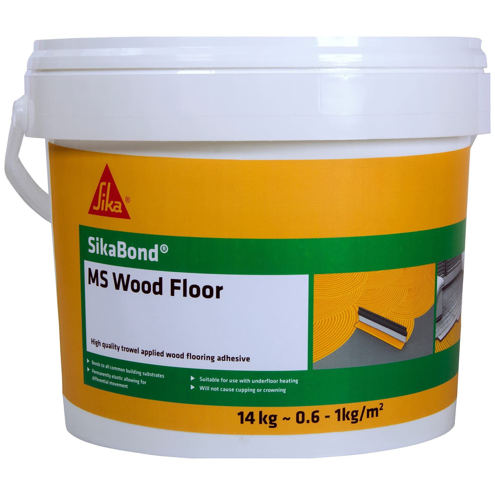 Sika SikaBond MS Wood Floor Adhesive – Solvent-Free – Elastic Formula – Ready to Use – Water-Free – Parquet Brown – 14kg