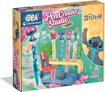 - Idea - Laboratorio de Bolígrafos Disney Stitch - Kit Creativo con 5 Plumas y 25+ Accesorios, 6+ años, Desarrollo Creatividad y Manualidad, 28,9x5,4x24,9 cm, 18203