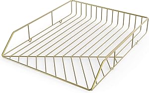 U Brands Metal Letter Tray, Desktop Accessory, Vena Collection, Gold (3233U03-12)