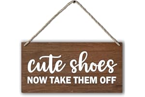 PHAMTE Cute Shoes Now Take Them Off Welcome Printed Wood Plaque Sign Wall Hanging,Rustic Hanging Wall Signs for Home Front Door Porch Decor, Please Take Your Shoes Off Sign 12 x 6 Inches