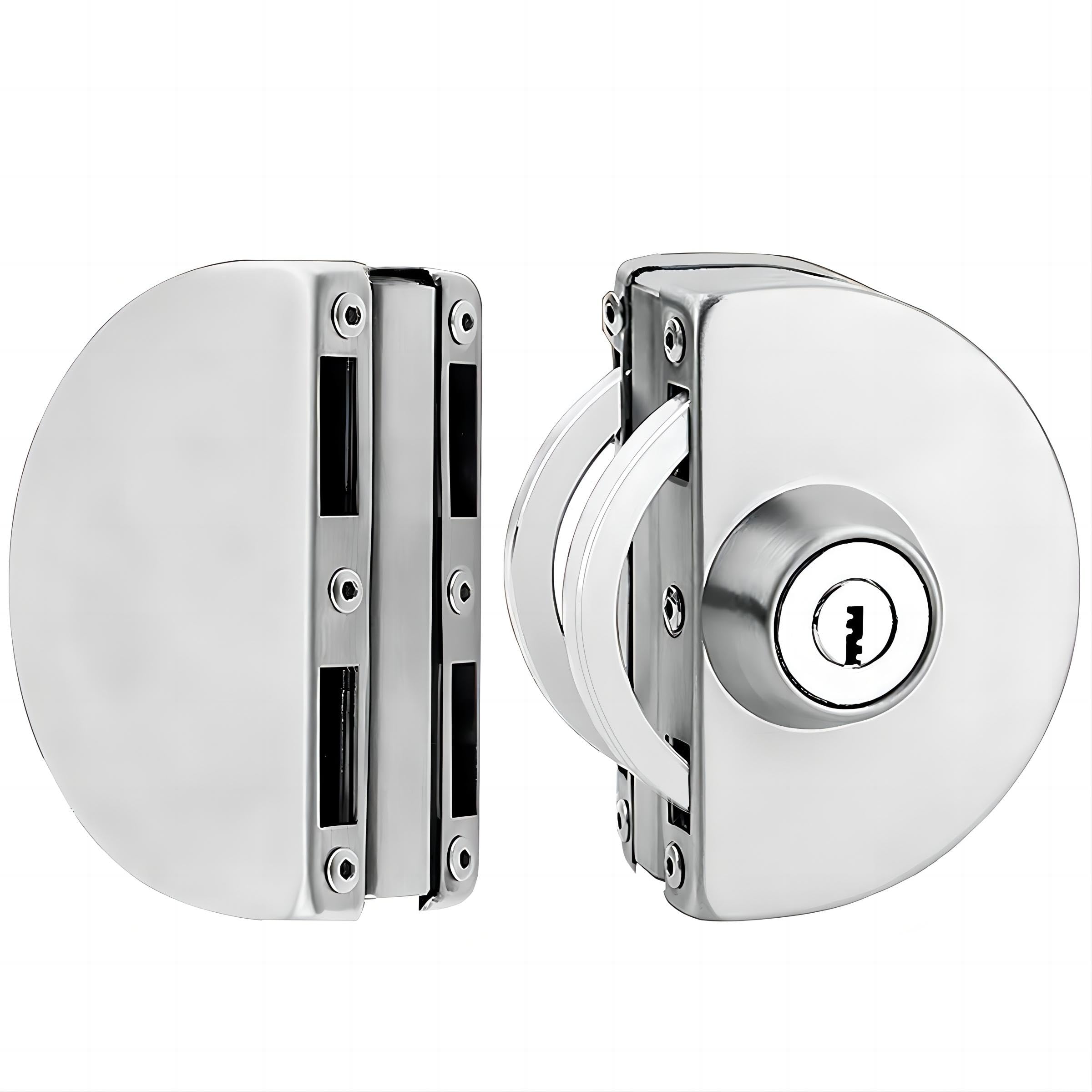 Qrity Stainless Steel Glass Door Lock with Copper Key for Office, Home, Bathroom with 10-12mm Thickness