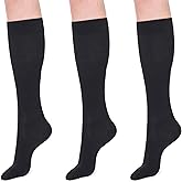 YABAIKE 3 Pairs Compression Socks for Women & Men 15-20 mmHg Graduated Support Over The Calf Socks for Nurse, Flight