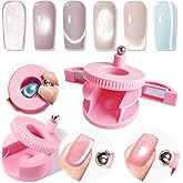 Modelones Cat Eye Magnet 5D Nail Magnet for Cateye Gel Polish Nail Stuff | White 3-in-1 Strong 360&deg; Rotating Automatic Glass Bead Magnetic Side-Light Magnet for Beginner-Friendly DIY Nail Designs