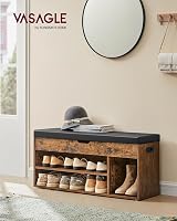 VASAGLE Shoe Bench with Cushion 3 Compartments Rustic Brown LHS130B01 view 2