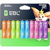 EBL Rechargeable AAA Batteries 10 Pack, 1.2V NiMH Pre-Charged Triple A Battery 1100mAh