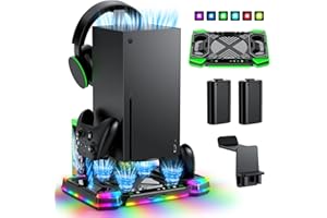 Upgraded Charging-Stand Cooling-Fan for Xbox Series X,Dual Wireless Charger Dock Cooler System for Xbox Controller& Console,A