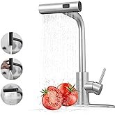 Kitchen Faucets with Pull Down Sprayer,Waterfall Kitchen Sink Faucet,Commercial Utility Stainless Steel Kitchen Faucets,Single Handle Kitchen Sink Faucet with Pull Down Sprayer for 3 Function,Brushed