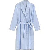 Latuza Women's Petite Robe Seersucker Cotton Bathrobe with Pockets Petite Length