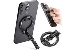 SHINEWEE 4-in-1 Magnetic Ring Phone Holder & 1/4" Tripod Thread & Cold Shoe Slot & Kickstand & Phone Grip, 360° Rotation for iPhone Series 12 13 14 15 16 17 & Magsafe Case