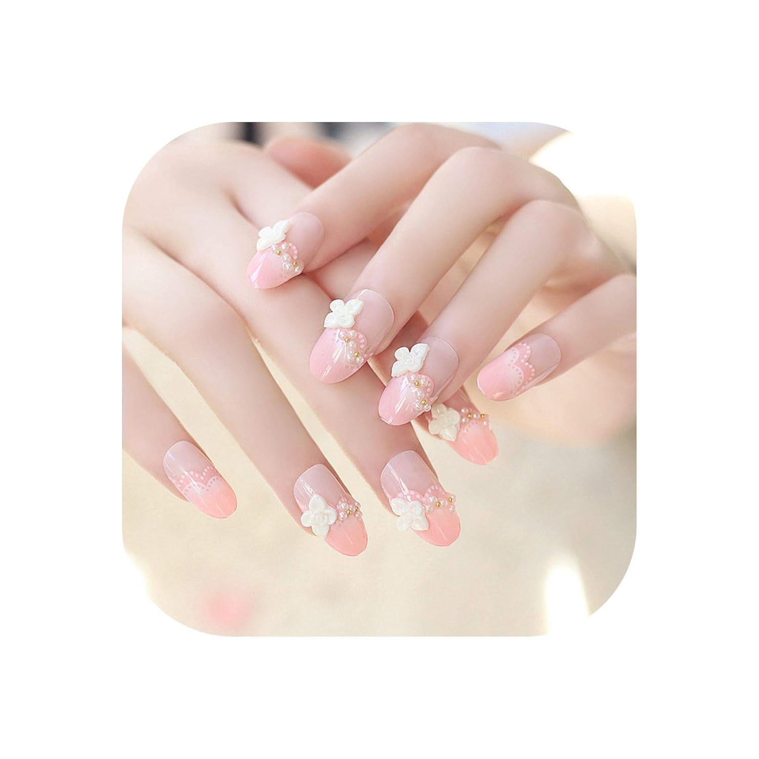 Amazoncom Wedding Nails Sweet Princess Pink Designed Long