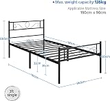 Yaheetech 3ft Metal Bed Frame with Headboard Footboard Black view 2