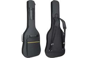 MUZTOP 39 Inch Electric Guitar Bag Soft Guitar Case, 7 MM Thick Padded Electric Guitar Gig Bag Waterproof Guitar Backpack with Pockets, Black
