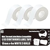 L1 Label Tape Refill for Makeid Label Tape Refill Make ID Label Tape Refill Compatible for Makeid Label Maker Label Tape (White, 16mm x 4m)