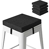 MineCozy Bar Stool Cushions Set of 4 Square Stool Cushion Thick Non Slip Chair Pads with Ties and Washable Cover 12" X 12" Black