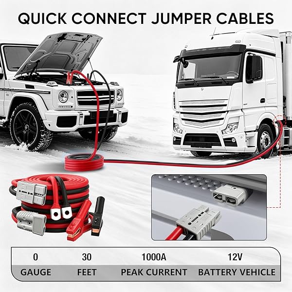 NOONE 0 GAUGE 30 FT HEAVY DUTY JUMPER CABLES – 1000AMP QUICK CONNECT AUTOMOTIVE BOOSTER JUMPER CABLES FOR CAR, SUV AND TRUCK BATTERY – JUMPER CABLES KIT WITH GLOVES, GOGGLES IN CARRY BAG