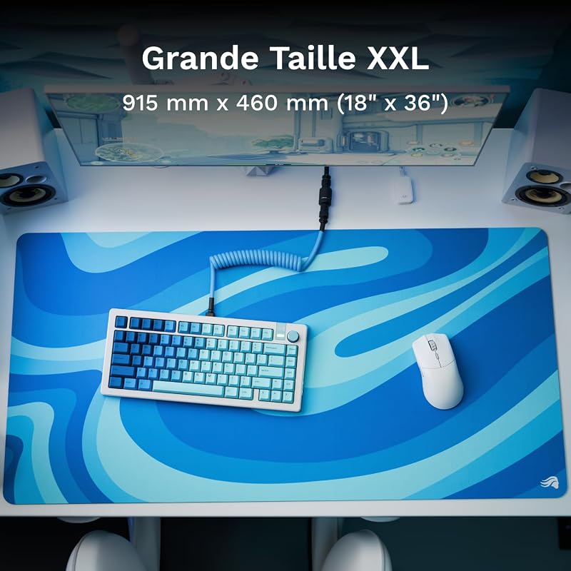 Gaming Mouse Pad GMP 2 - Ocean - XXL - Vattentät musmatta Med en balanserad yta för höga hastigheter Och kontroll Och Kanter som Inte fransas - 915 x 460 x 3 mm - 2XL-skrivbordsunderlägg