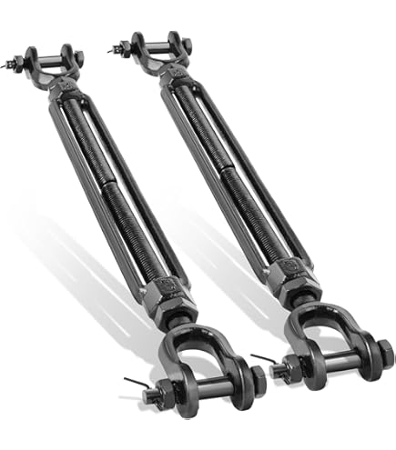 4-Pack 1/4" M6 Galvanized Steel Jaw & Jaw Turnbuckles - 2000 Lbs Working Load For Fencing, Rigging, Sunshades