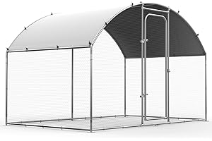 Oranland Chicken Coop Metal Large Chicken Run for Yard Chicken Pen Outdoor Heavy Duty Poultry Cage with Waterproof and Anti-Ultraviolet Cover for Outdoor Farm Use
