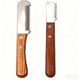 Dog Grooming Carding Tool, Fine and Coarse Wooden Handle Set | Two-Piece Undercoat Comb Set, For Terriers And Double-Coated Breeds, Professional Grooming And Home Coat Care